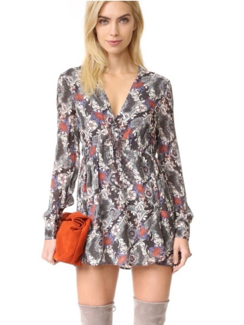 FREE PEOPLE Stealing Fire Printed Mini Dress